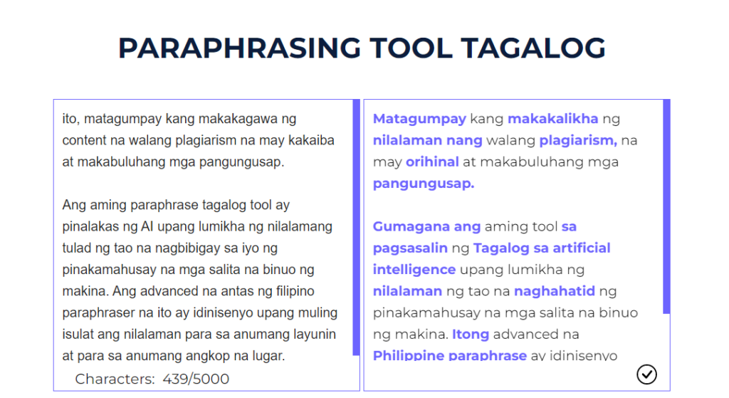 paraphrasing tool tagalog