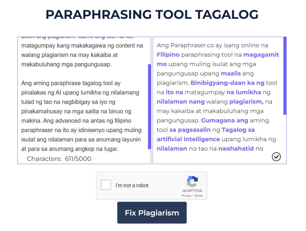 Paraphrasing Tool Tagalog 